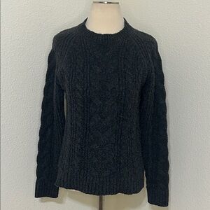 Soft Cozy Fall Autumn Gray Cable Knit Sweater Rachel Zoe XS